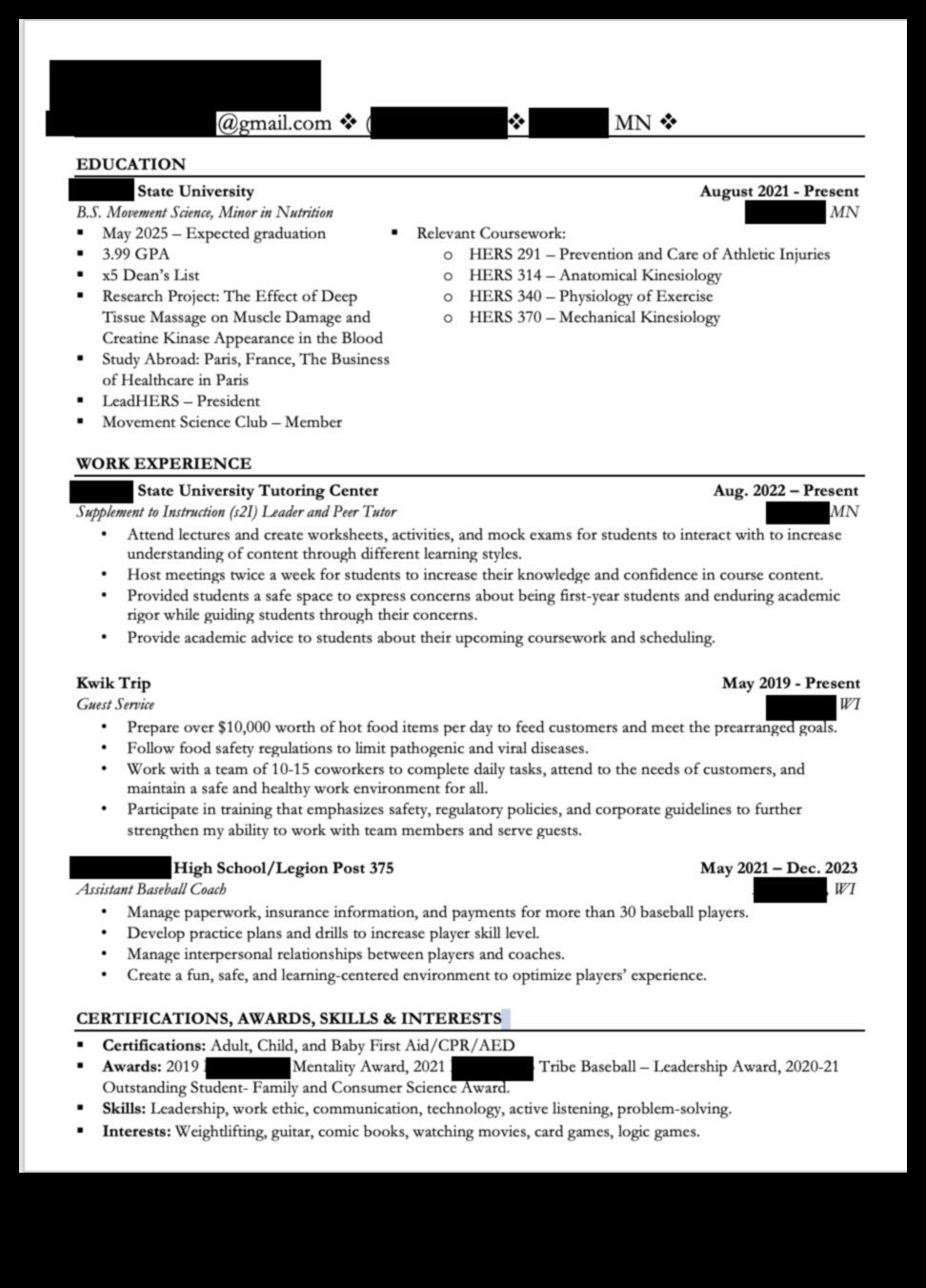 how to write a resume for internship