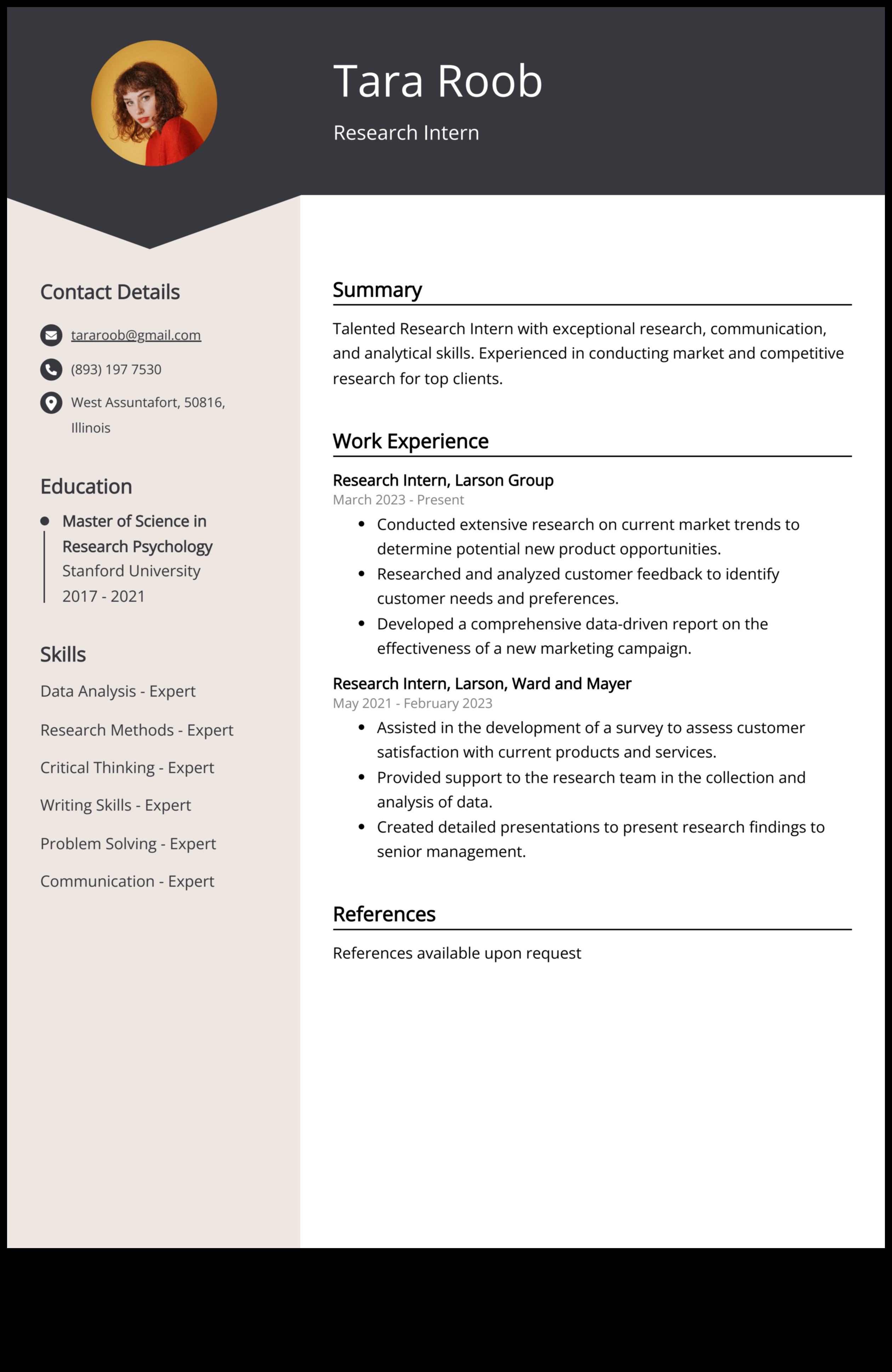 how to write a resume for internship