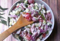 Vibrant Cucumber Tomato Salad with Zesty Dill Yogurt