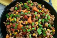 Quick Turkey, Sweet Potato & Black Bean Skillet Meal