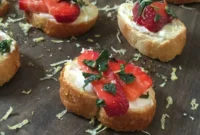 Strawberry Mint Mascarpone Crostini with Zesty Honey Drizzle