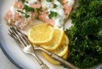 Mediterranean Salmon with Lemon-Mint Yogurt and Golden Pine Nuts