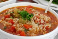 Slow Cooker Deconstructed Stuffed Pepper Soup