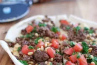 Spiced Beef Hummus Pita Pizza