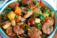 Tuscan Slow Cooker Sausage Kale White Bean Soup