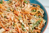 Spicy Peanut Noodle Salad with Fresh Asian Vegetables