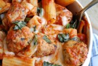 Effortless Baked Rigatoni with Chicken Meatballs