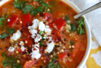 Hearty Tomato and Roasted Pepper Bulgur Soup
