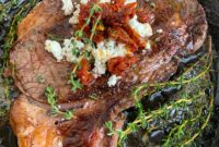 Pan-Seared Ribeye Steaks with Creamy Goat Cheese and Sweet Sun-Dried Tomatoes