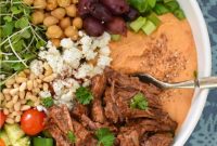 Mediterranean Shredded Beef Hummus Bowls