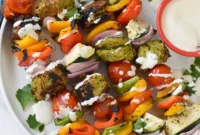 Mediterranean Falafel and Veggie Skewers