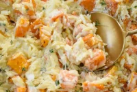 Golden Cheesy Butternut Squash Orzo
