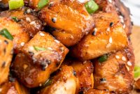 Crispy Teriyaki Air Fryer Salmon Bites