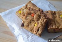 Decadent Triple Peanut Butter Swirl Blondies