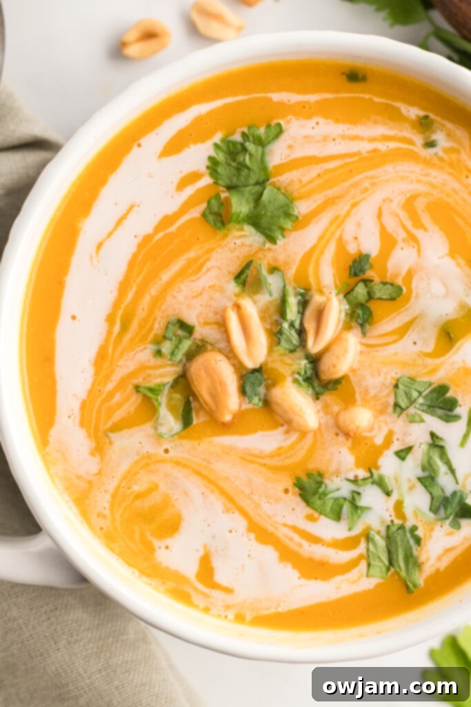 Golden Curry Butternut Squash Soup 8 Curried Butternut Squash Soup served in a bowl with cilantro garnish
