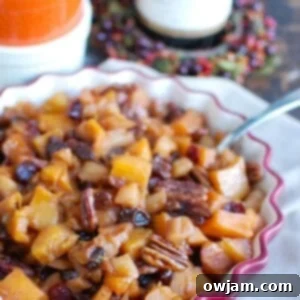 Butternut Squash Apple Bake in a square serving dish.