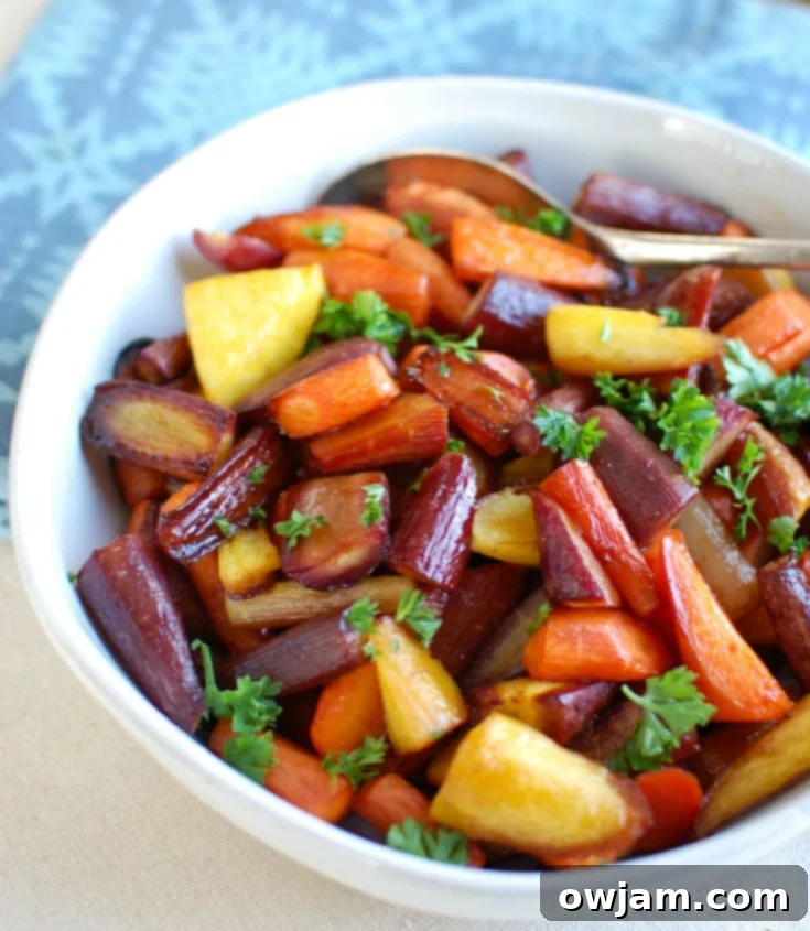Caramelized Balsamic Roasted Carrots 3 Balsamic Carrots in White Bowl