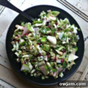 Crisp Shaved Brussels Sprout Salad with Apple and Pomegranate 6 Shaved Brussels Sprout Salad with Apple and Pomegranate