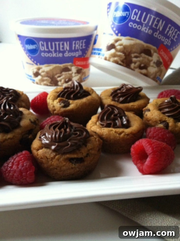 Delicious Gluten-Free Nutella Chocolate Chip Cookie Cups in a serving tray, perfect for parties