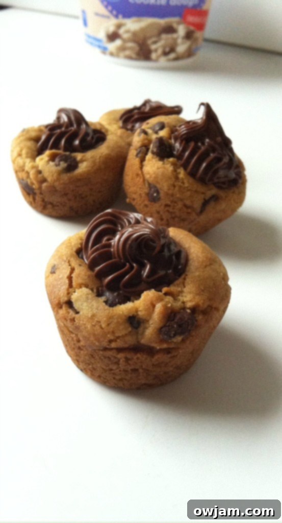 A tray of beautifully arranged Gluten-Free Nutella Chocolate Chip Cookie Cups