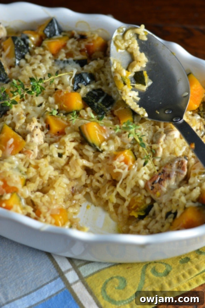 Kabocha Squash Chicken Risotto Bake 3 Baked Chicken Kabocha Squash Risotto Recipe with spoon,.