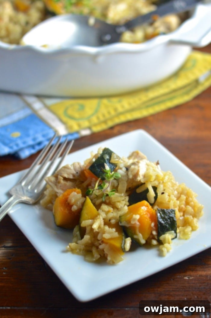 Kabocha Squash Chicken Risotto Bake 4 Baked Chicken Kabocha Squash Risotto Recipe on plate.