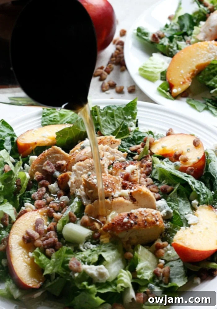 Grilled Chicken, Nectarine, and Gorgonzola Salad 2 Vibrant Chicken, Nectarine, and Gorgonzola Salad presented in a bowl