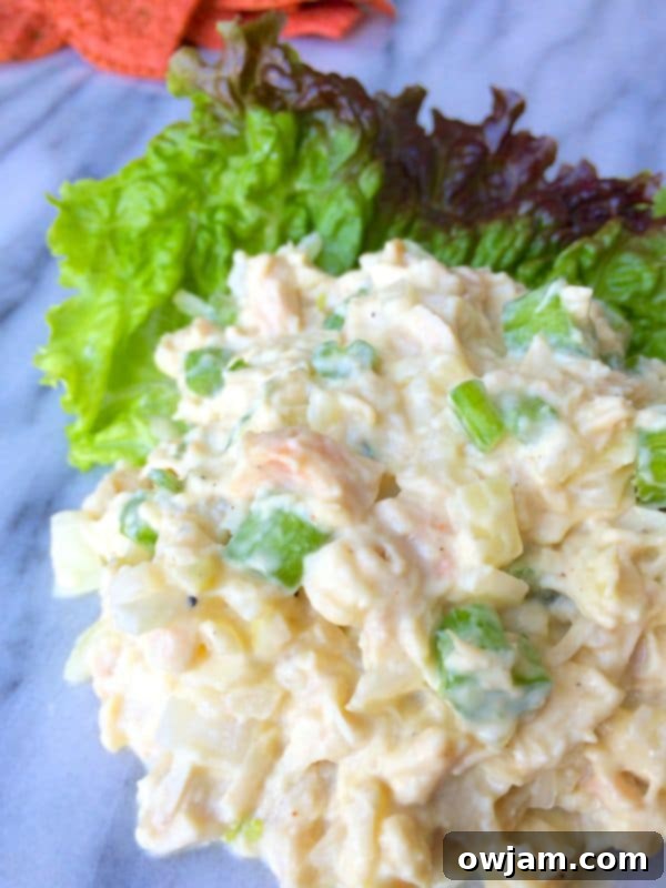 Guilt-Free Chicken Salad 2 Lightened Chicken Salad with creamy yogurt and tangy Dijon mustard. A healthy and easy recipe for lunch or meal prep.