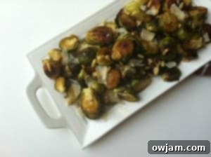 Brussels Sprouts with Cranberries on white plate