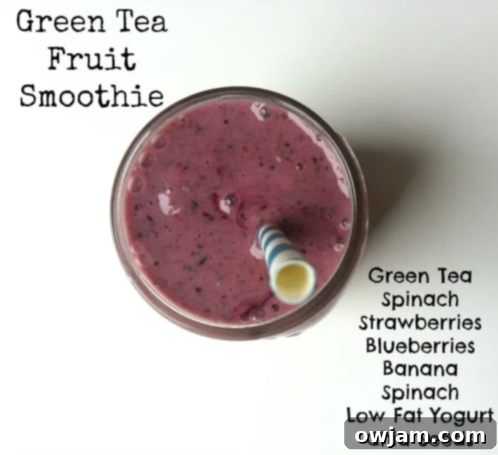 Refreshing Green Tea Fruit Smoothie in a glass