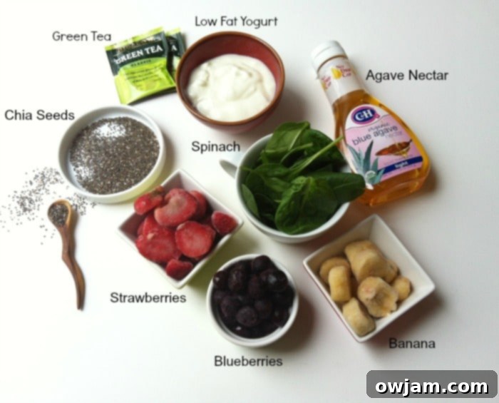 Ingredients for Green Tea Fruit Smoothie