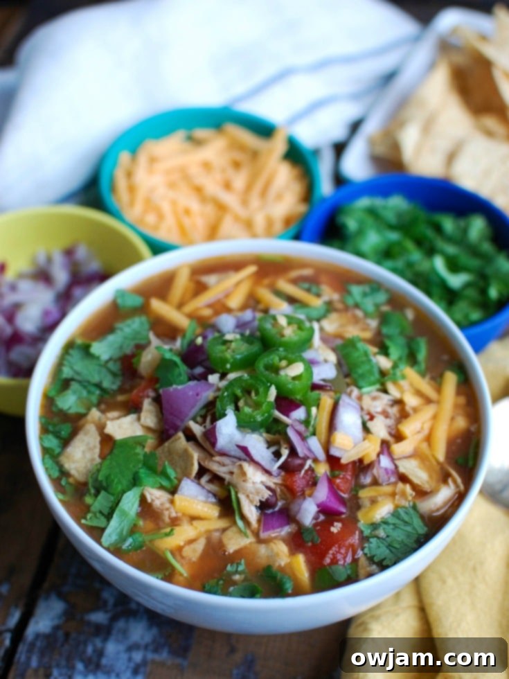 Hearty Slow Cooker Chicken Tortilla Soup 2 Slow Cooker Chicken Tortilla Soup in bowl