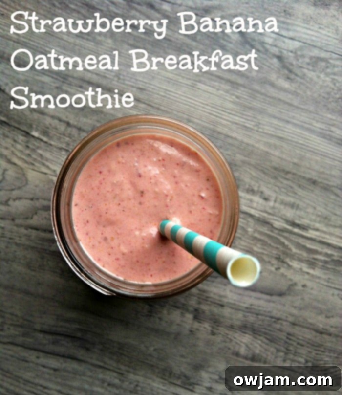 Strawberry Banana Oatmeal Breakfast Smoothie