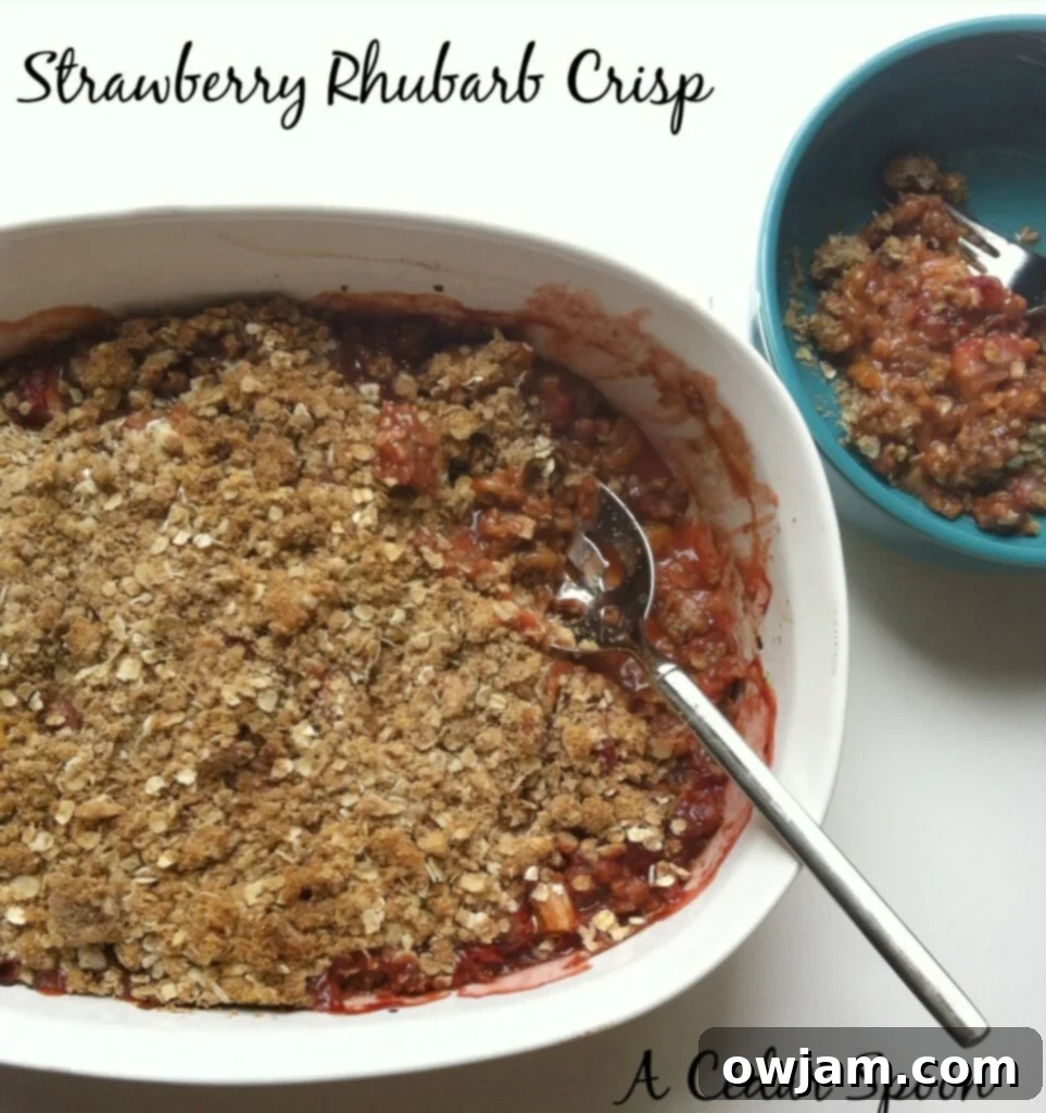 Strawberry Rhubarb Crisp - A perfect dessert for celebrating