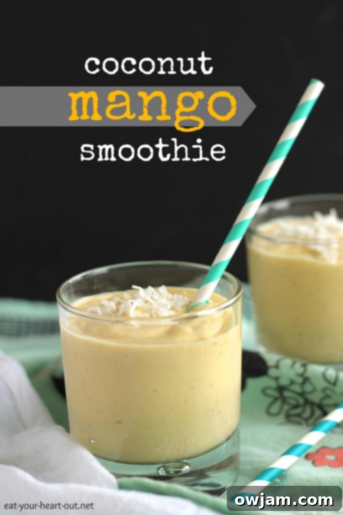 Coconut Mango Smoothie - A vibrant, healthy tropical drink perfect for breakfast.