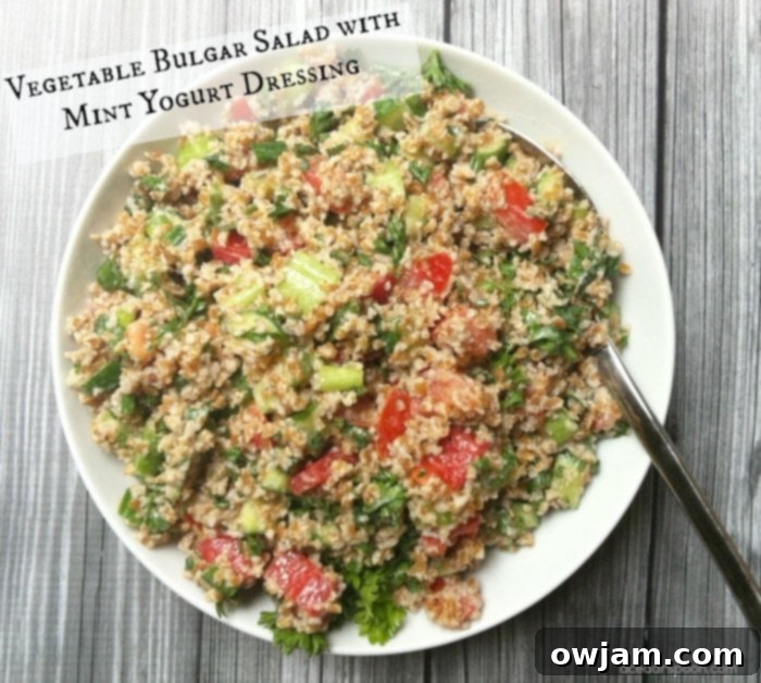 Vibrant Bulgur Salad with Creamy Mint Yogurt Dressing 2 Vibrant Vegetable Bulgur Salad with Mint Yogurt Dressing