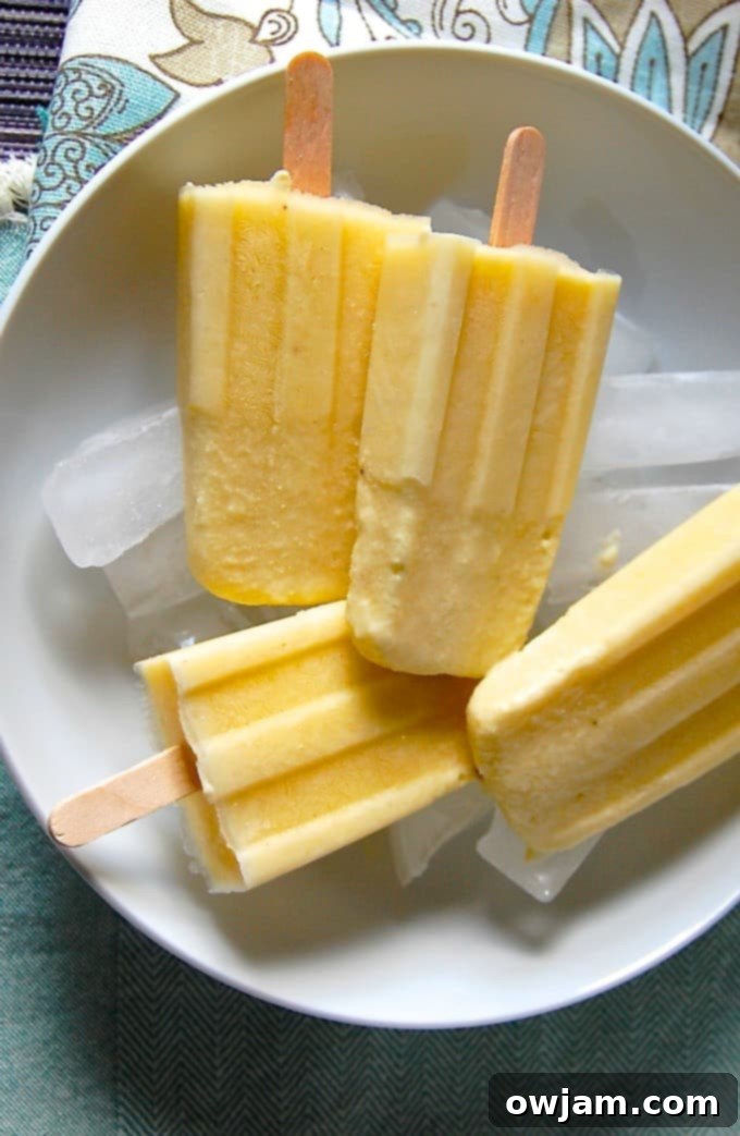 Virgin Pina Colada Popsicles 2 Creamy Non-Alcoholic Pina Colada Popsicles with fresh pineapple and coconut