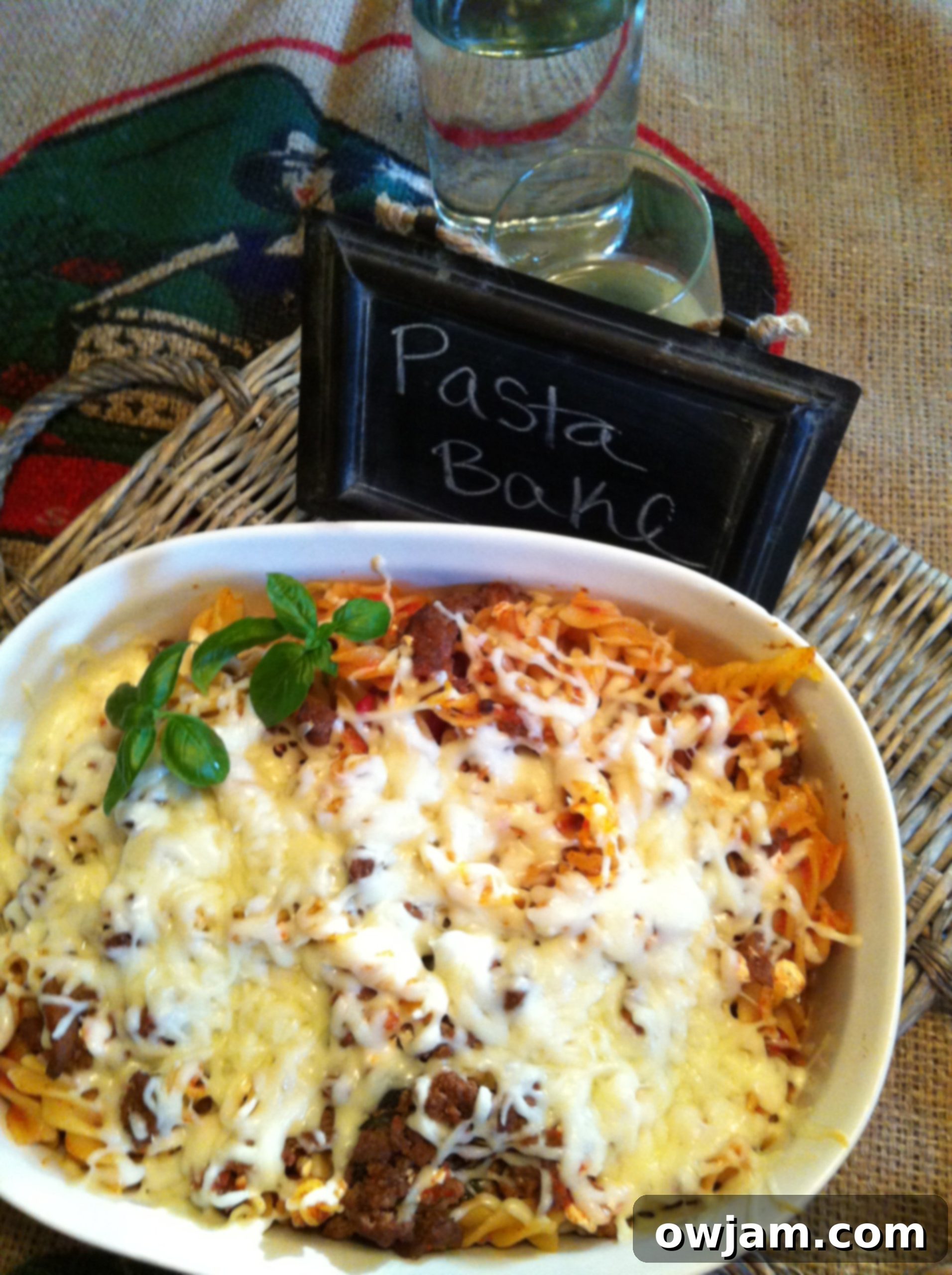 A freshly baked Easy Italian Pasta Bake, golden and bubbly, ready for dinner