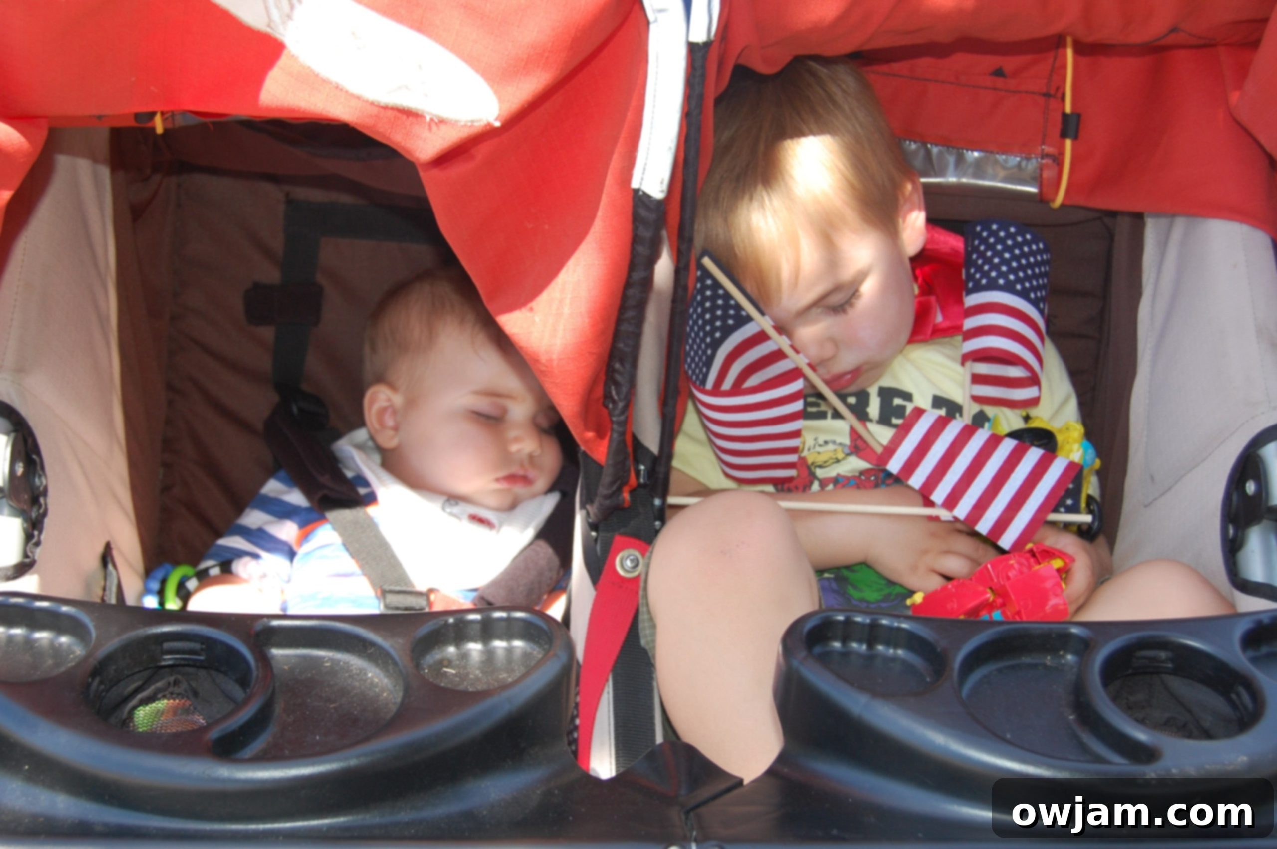 Child sleeping after a fun Fourth of July