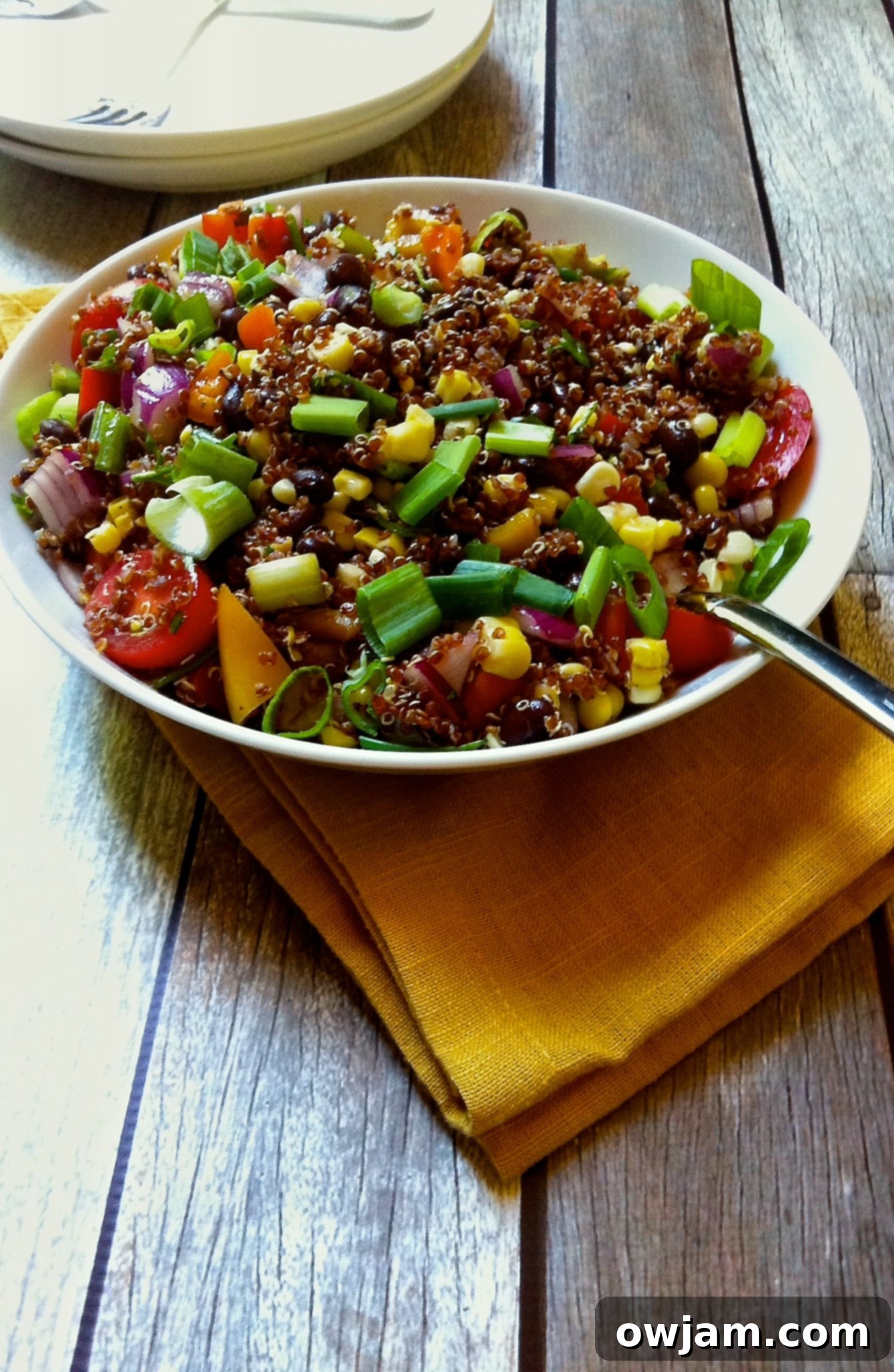 Close-up of Southwestern Quinoa Salad with a spoon