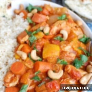 Set It and Forget It Chicken Curry 6 Slow Cooker Chicken Curry in a white bowl