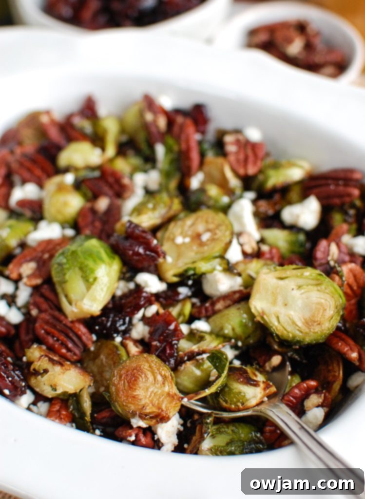 Brussels Sprouts with Cranberries with spoon