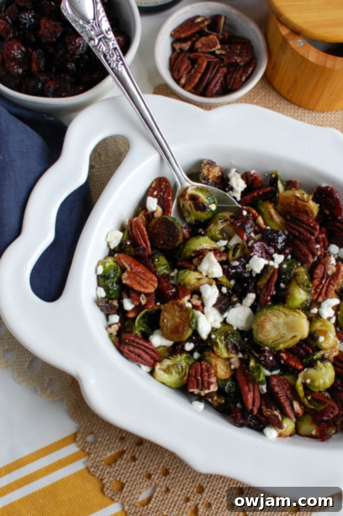 Brussels Sprouts with Cranberries with goat cheese