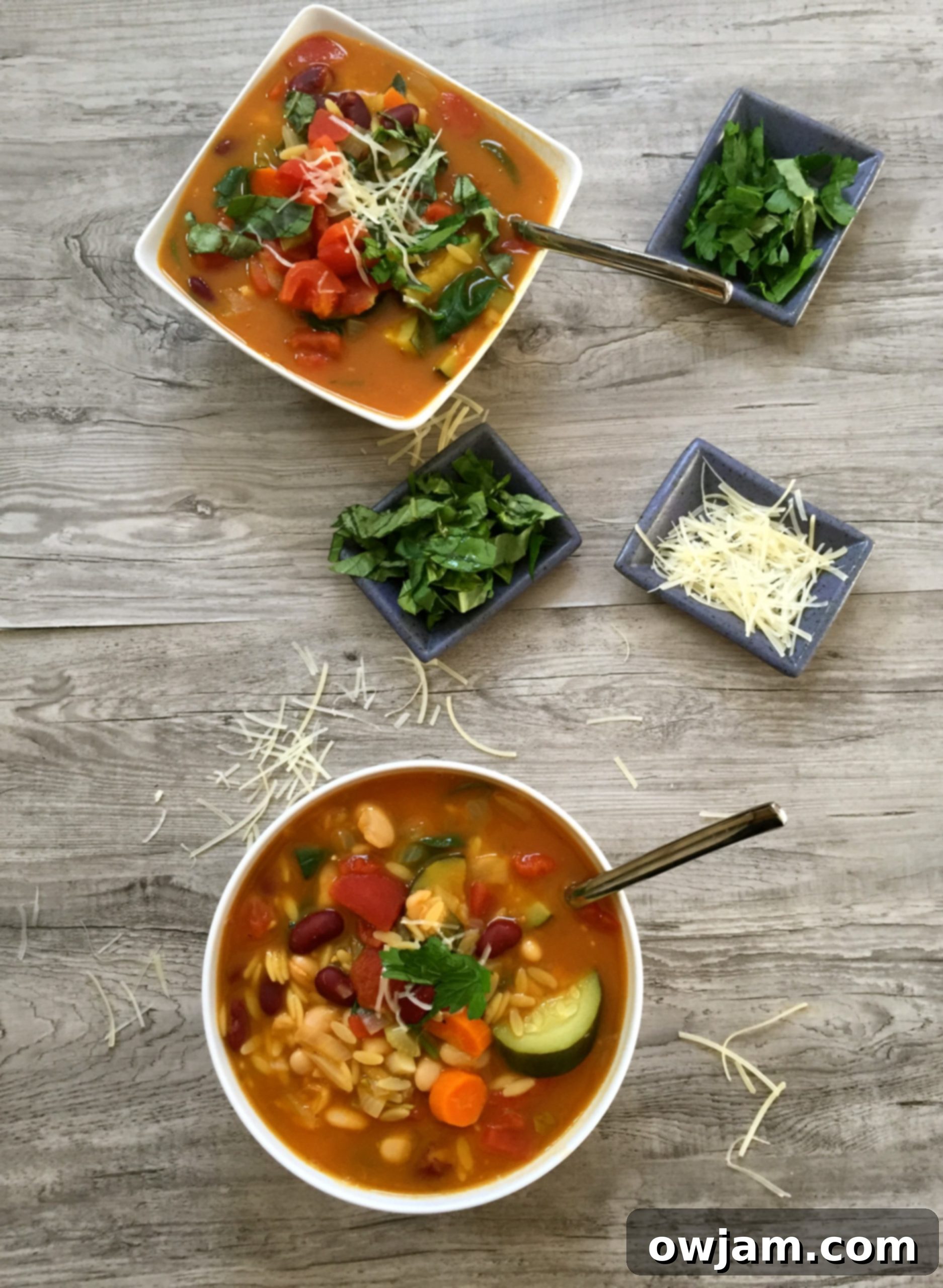 Healthy and delicious Orzo Minestrone Soup, perfect for a quick weeknight meal