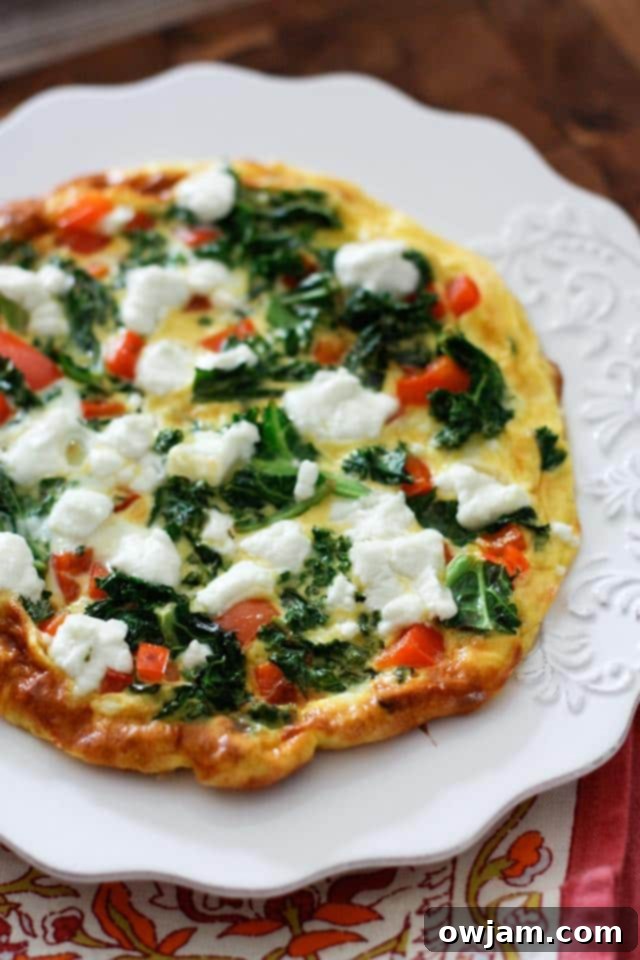 Kale, Red Pepper and Goat Cheese Frittata