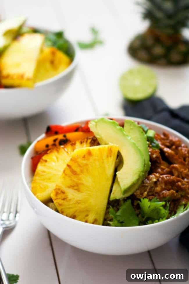 Slow Cooker Hawaiian Pork Burrito Bowls