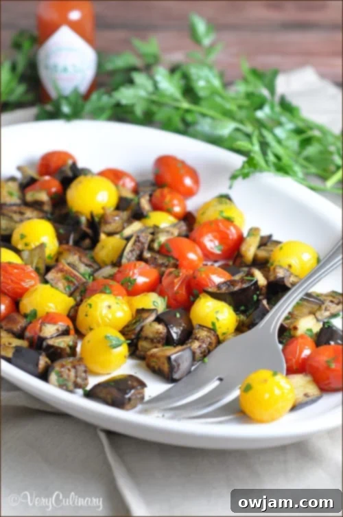 Spicy Roasted Eggplant and Cherry Tomatoes