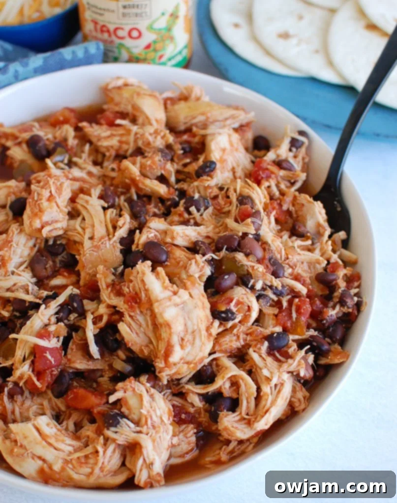 Slow Cooker Shredded Chicken with beans