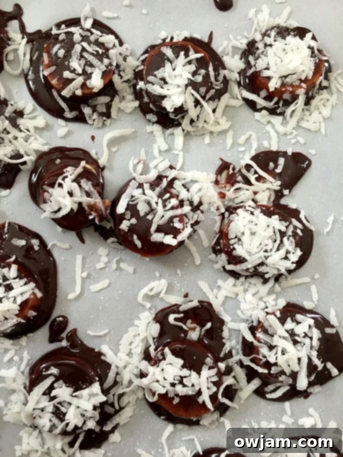 Frozen Chocolate Coconut Banana Bites stacked