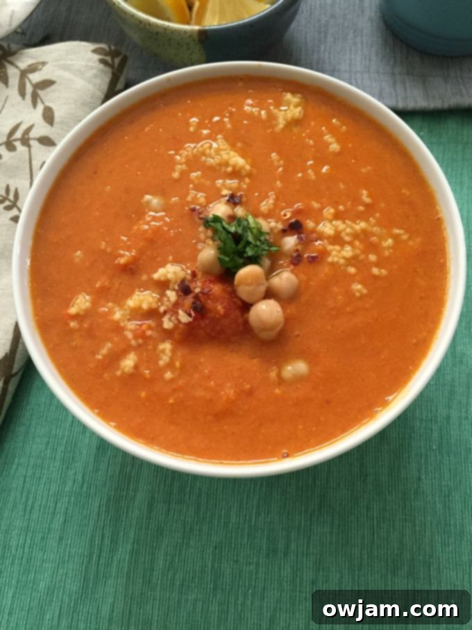 Moroccan Tomato Couscous Chickpea Soup